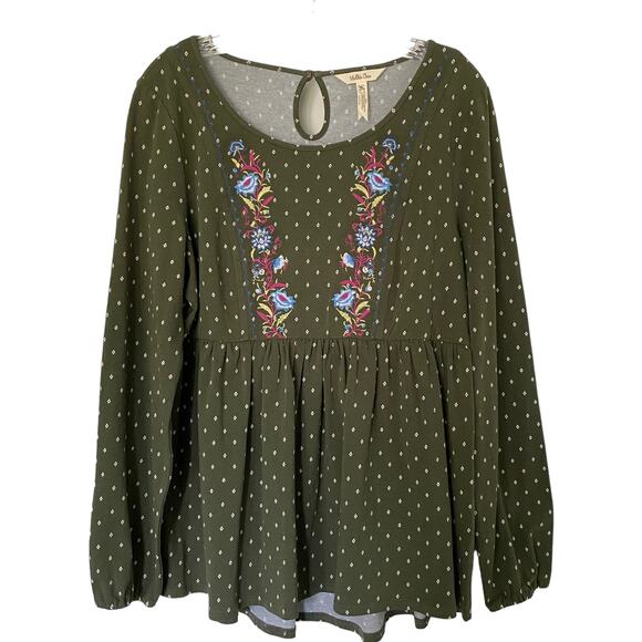 MATILDA JANE Women's Size S Embroidered Babydoll Top Through Generations Boho - Picture 1 of 9